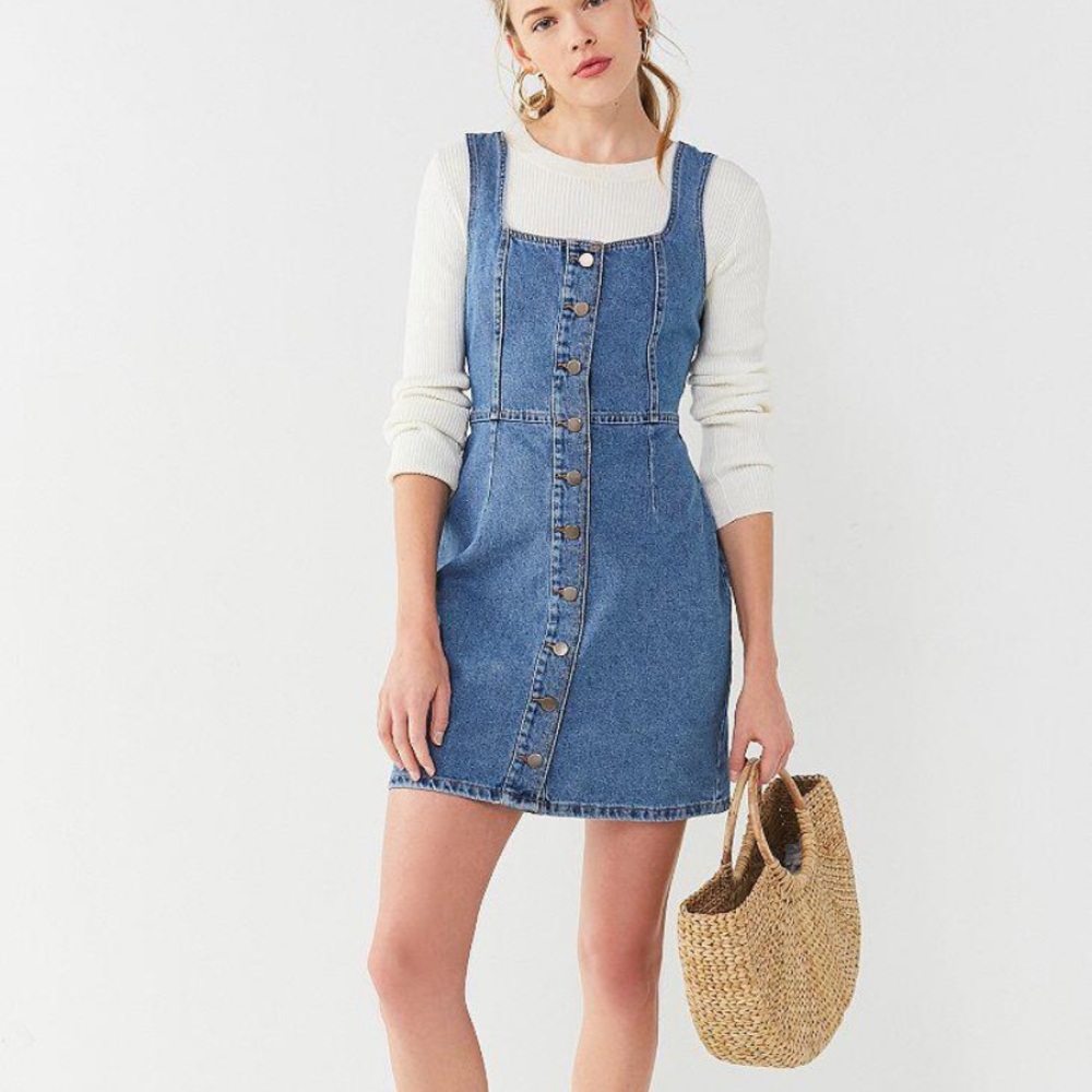 UO Button up denim mini dress